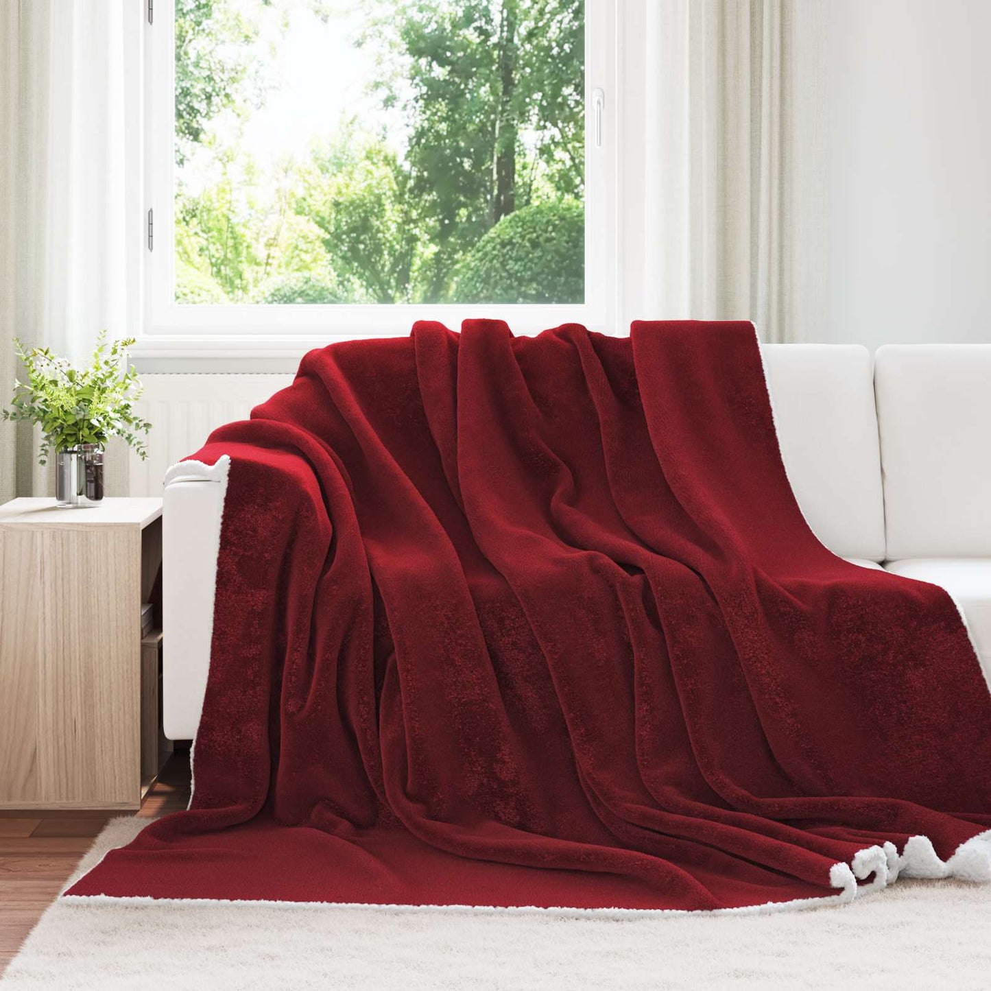 vidaXL Throw Blanket Bordeaux Red 220 x 240 cm 2.67 kg Fleece 1