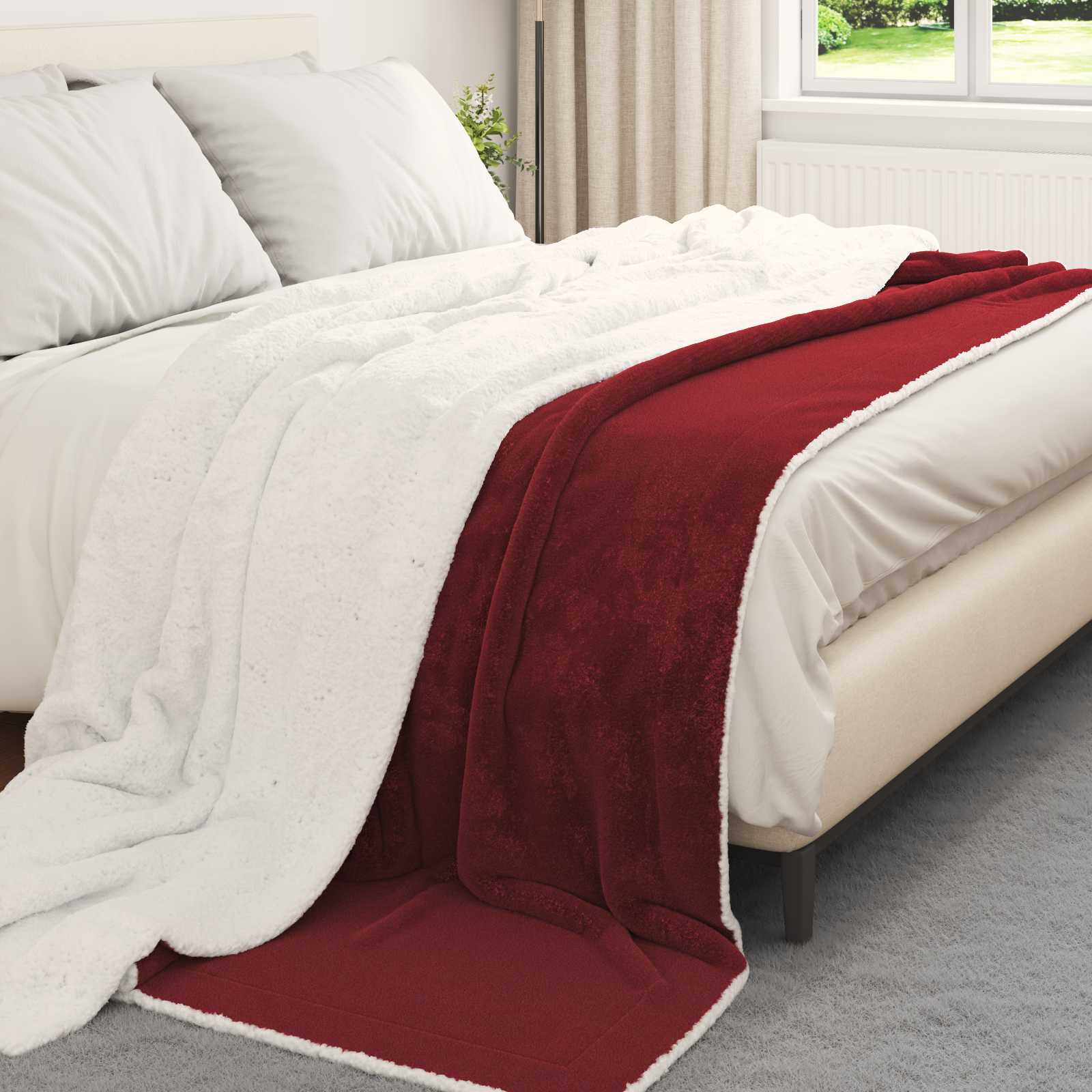vidaXL Throw Blanket Bordeaux Red 220 x 240 cm 2.67 kg Fleece 3