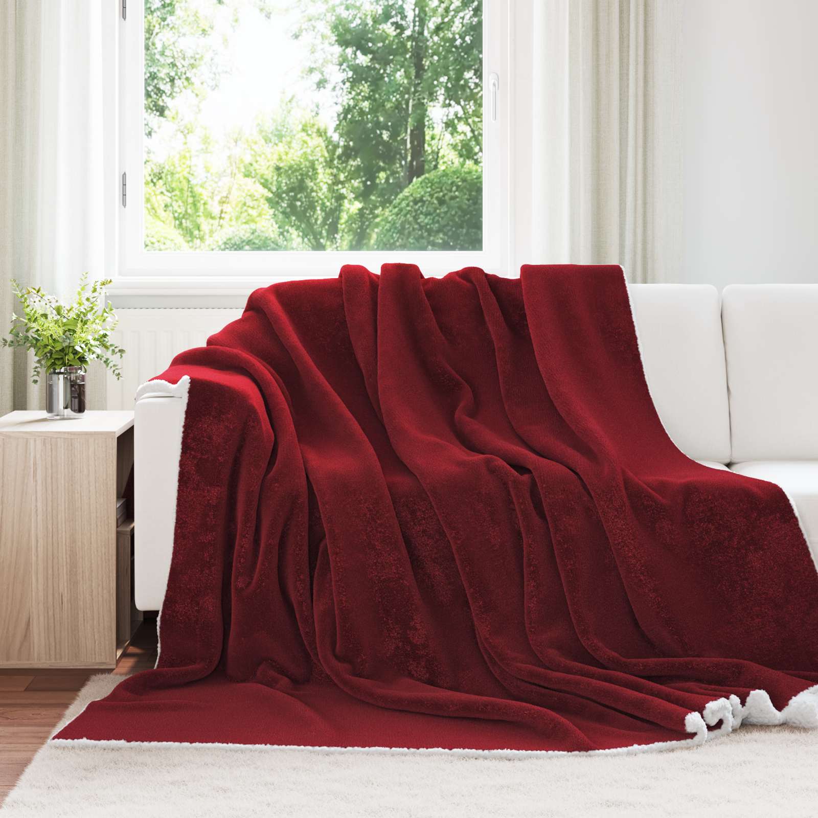 vidaXL Throw Blanket Bordeaux Red 240 x 270 cm 3.17 kg Fleece 1