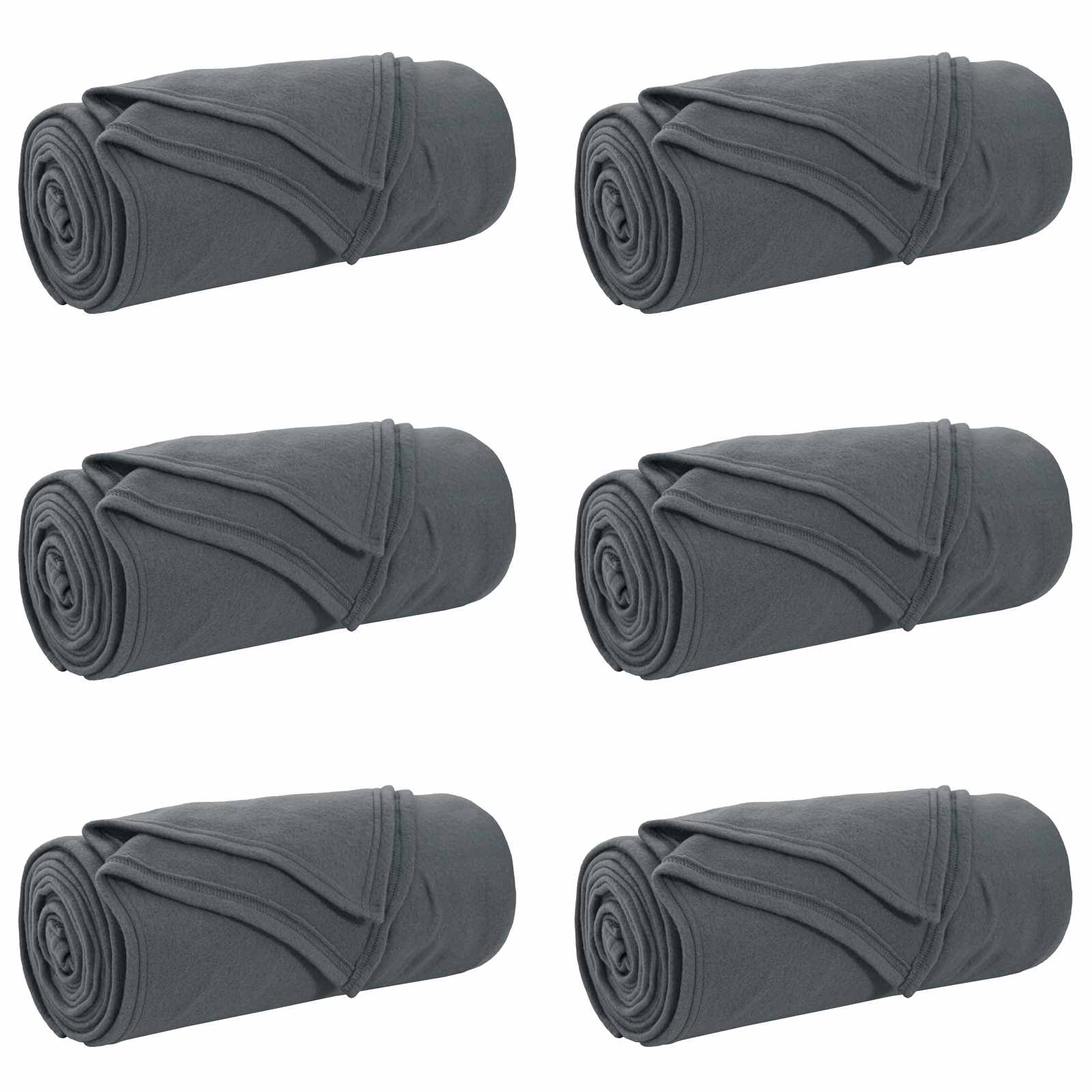 vidaXL Throw Blankets 6 pcs Dark Grey 200 x 150 cm 2.61 kg Fleece 2