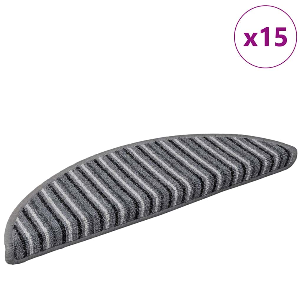 vidaXL Self-adhesive Stair Mats 15 pcs 56 x 17 x 3 cm Non-Slip Grey 3