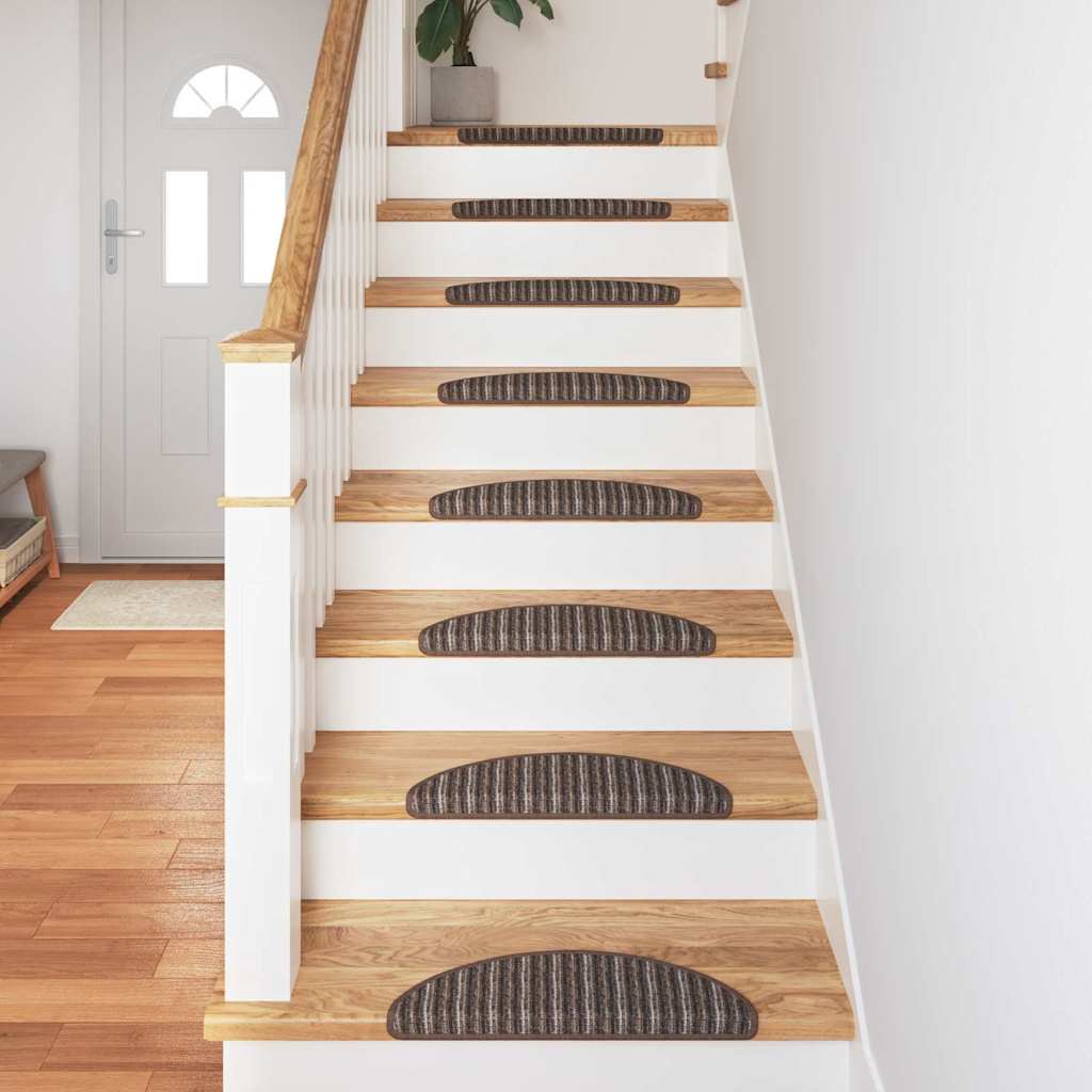 vidaXL Self-adhesive Stair Mats 15 pcs 56 x 17 x 3 cm Non-Slip Brown 4