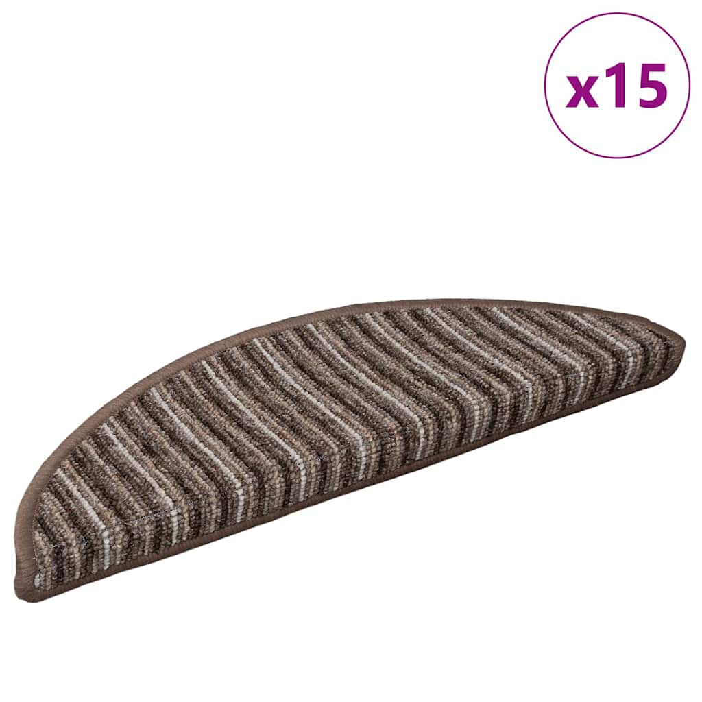 vidaXL Self-adhesive Stair Mats 15 pcs 56 x 17 x 3 cm Non-Slip Brown 3