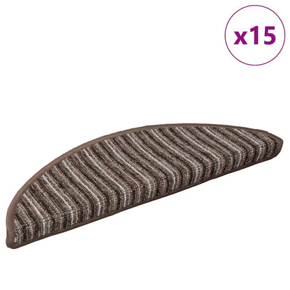 vidaXL Self-adhesive Stair Mats 15 pcs 56 x 17 x 3 cm Non-Slip Brown 3