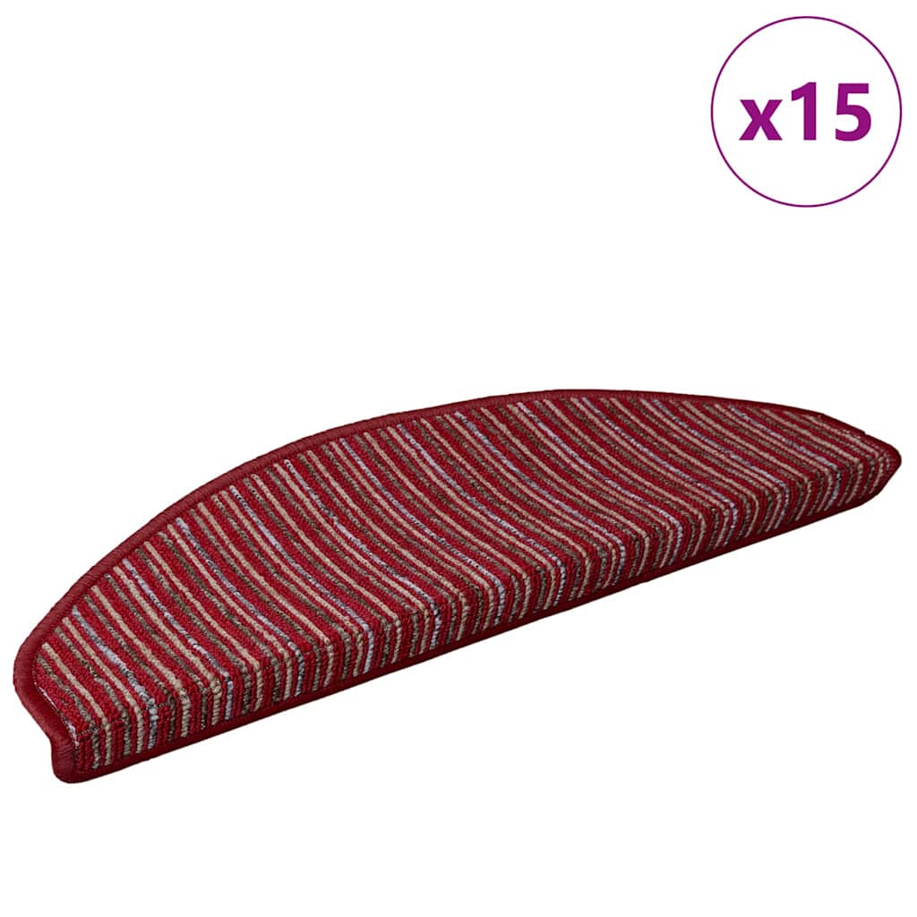 vidaXL Self-adhesive Stair Mats 15 pcs 65 x 21 x 4 cm Non-Slip Red 3
