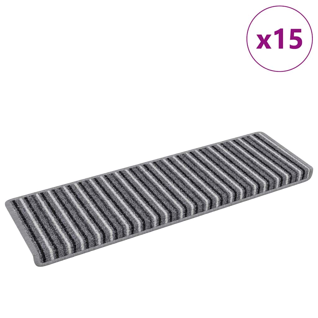 vidaXL Self-adhesive Stair Mats 15 pcs 65 x 21 x 4 cm Non-Slip Grey 3