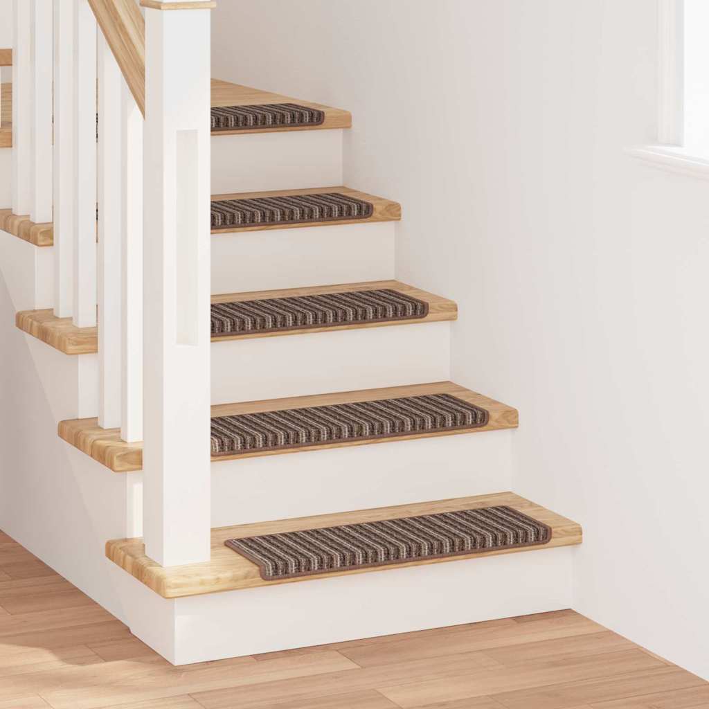 vidaXL Self-adhesive Stair Mats 15 pcs 65 x 21 x 4 cm Non-Slip Brown 1