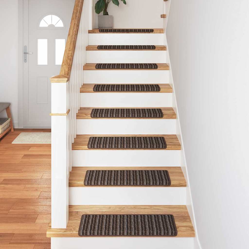 vidaXL Self-adhesive Stair Mats 15 pcs 65 x 21 x 4 cm Non-Slip Brown 4