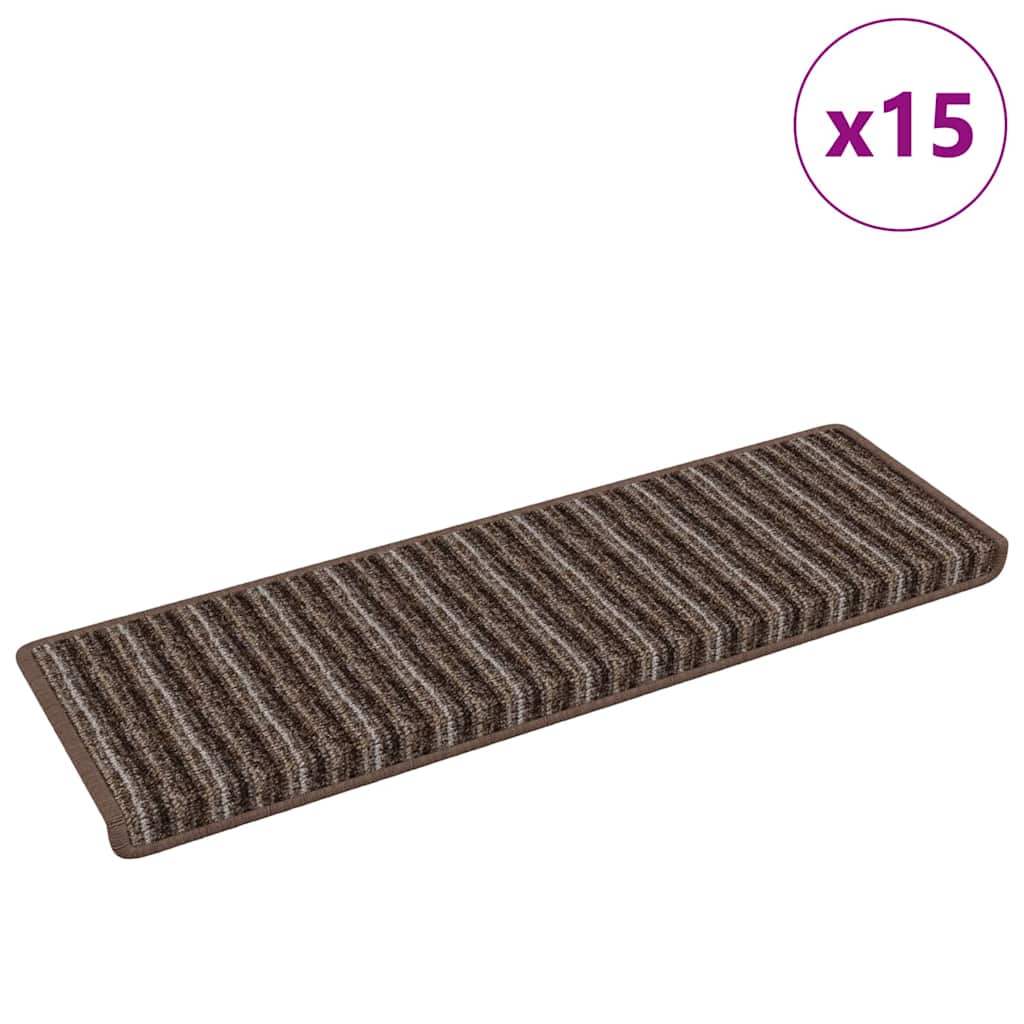vidaXL Self-adhesive Stair Mats 15 pcs 65 x 21 x 4 cm Non-Slip Brown 3
