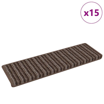 vidaXL Self-adhesive Stair Mats 15 pcs 65 x 21 x 4 cm Non-Slip Brown 3