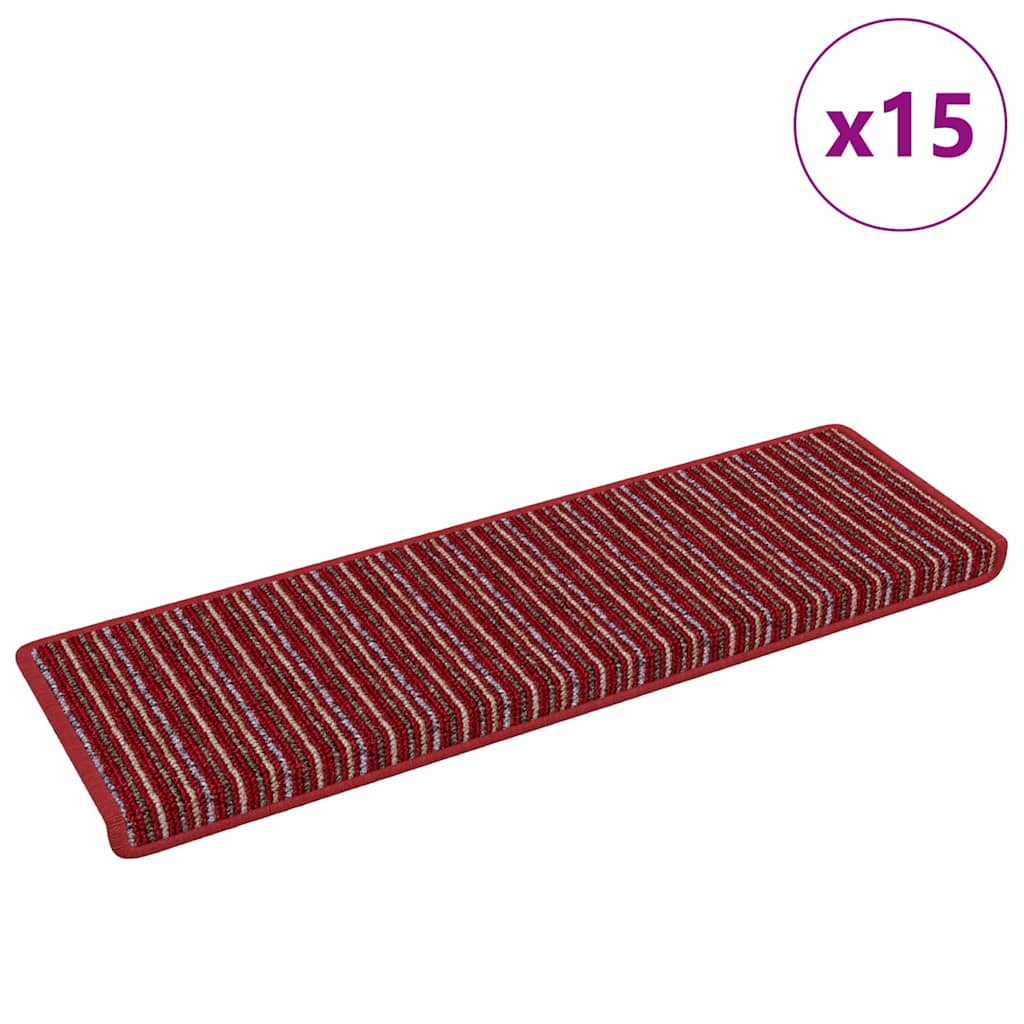 vidaXL Self-adhesive Stair Mats 15 pcs 65 x 21 x 4 cm Non-Slip Red 3