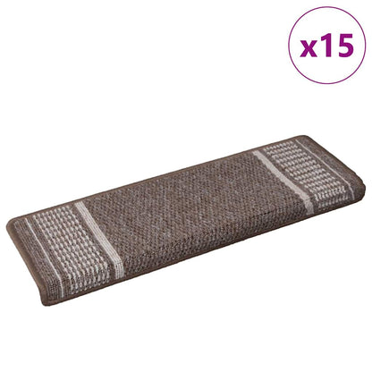 vidaXL Self-adhesive Stair Mats 15 pcs 65 x 21 x 4 cm Non-Slip Brown 3