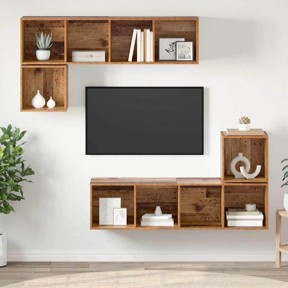 4 Piece TV Cabinet Set Engineered Wood Old wood