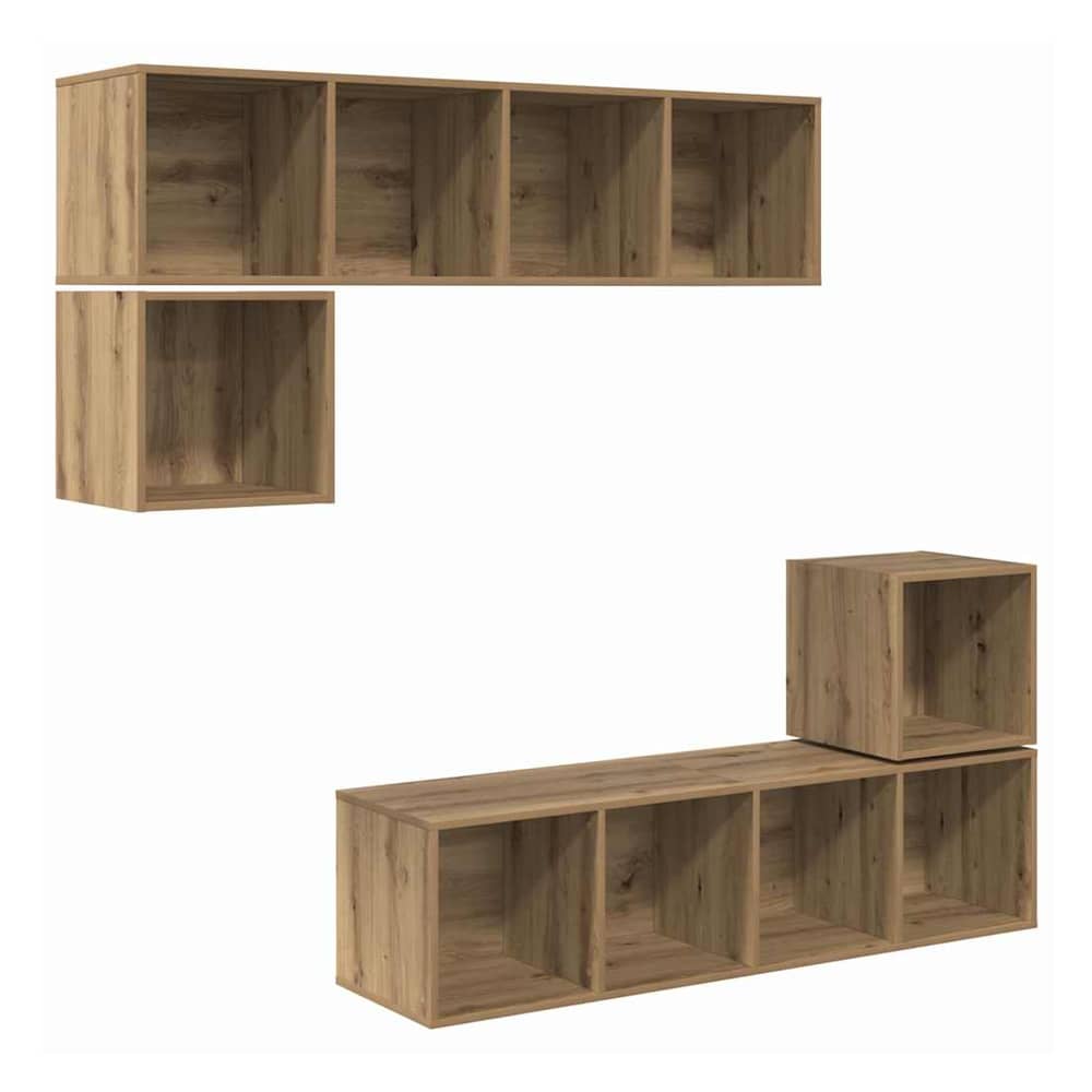 4 Piece TV Cabinet Set Engineered Wood Artisan oak
