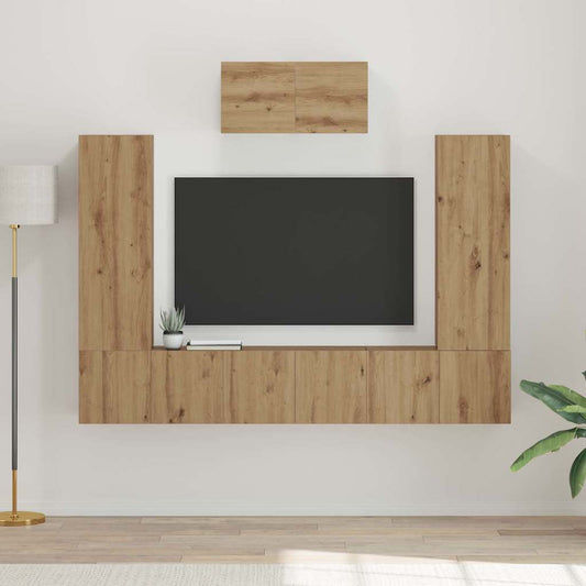 TV Cabinet Set Engineered Wood 7 pcs Artisan oak