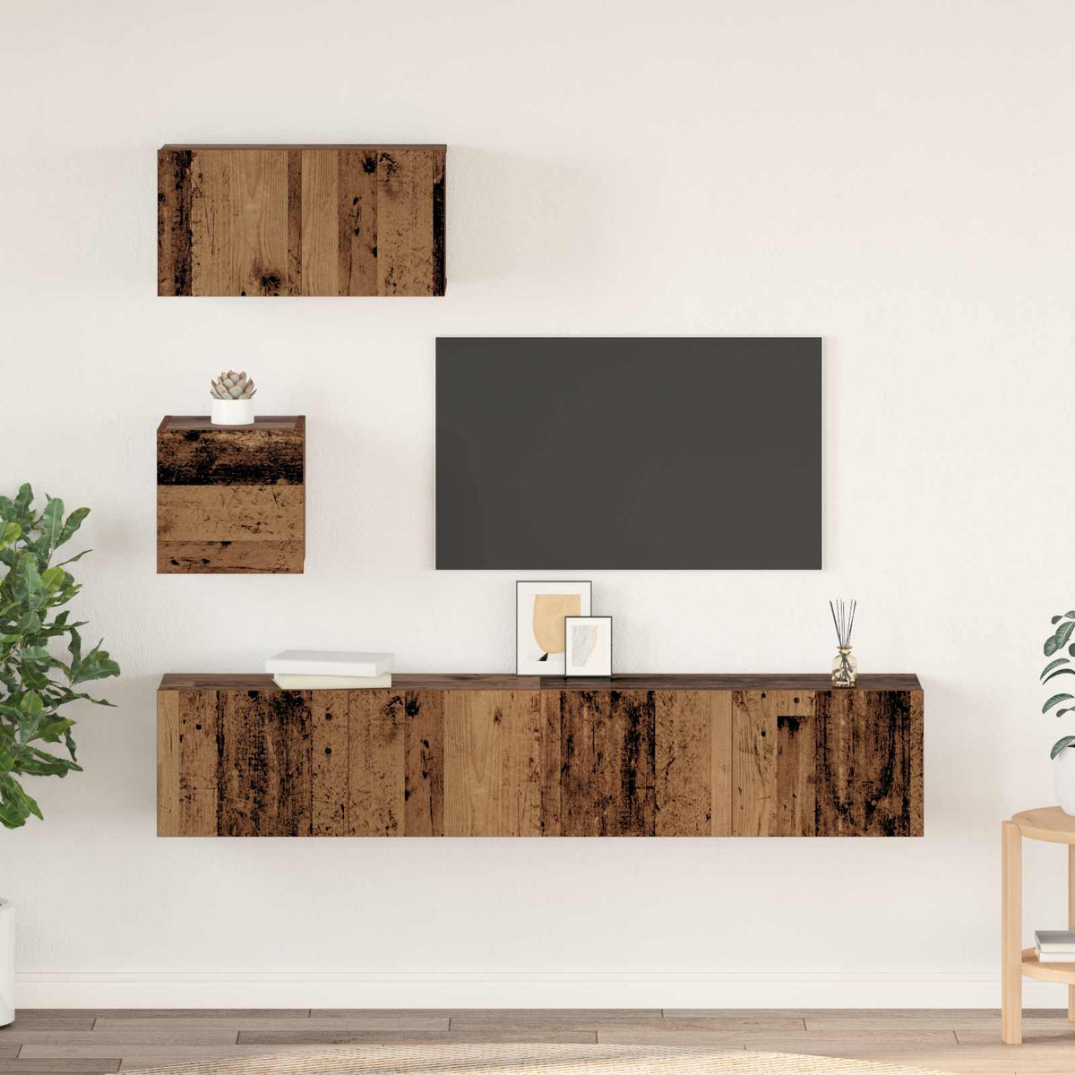 4 Piece TV Cabinet Set Engineered Wood Width 60/80 cm Old wood