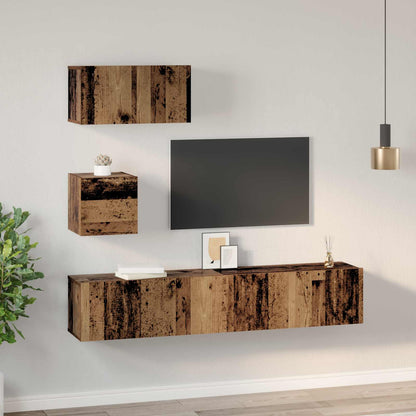 4 Piece TV Cabinet Set Engineered Wood Width 60/80 cm Old wood