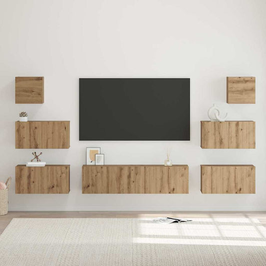 TV Cabinet Set Engineered Wood 8 pcs Artisan oak 60 cm