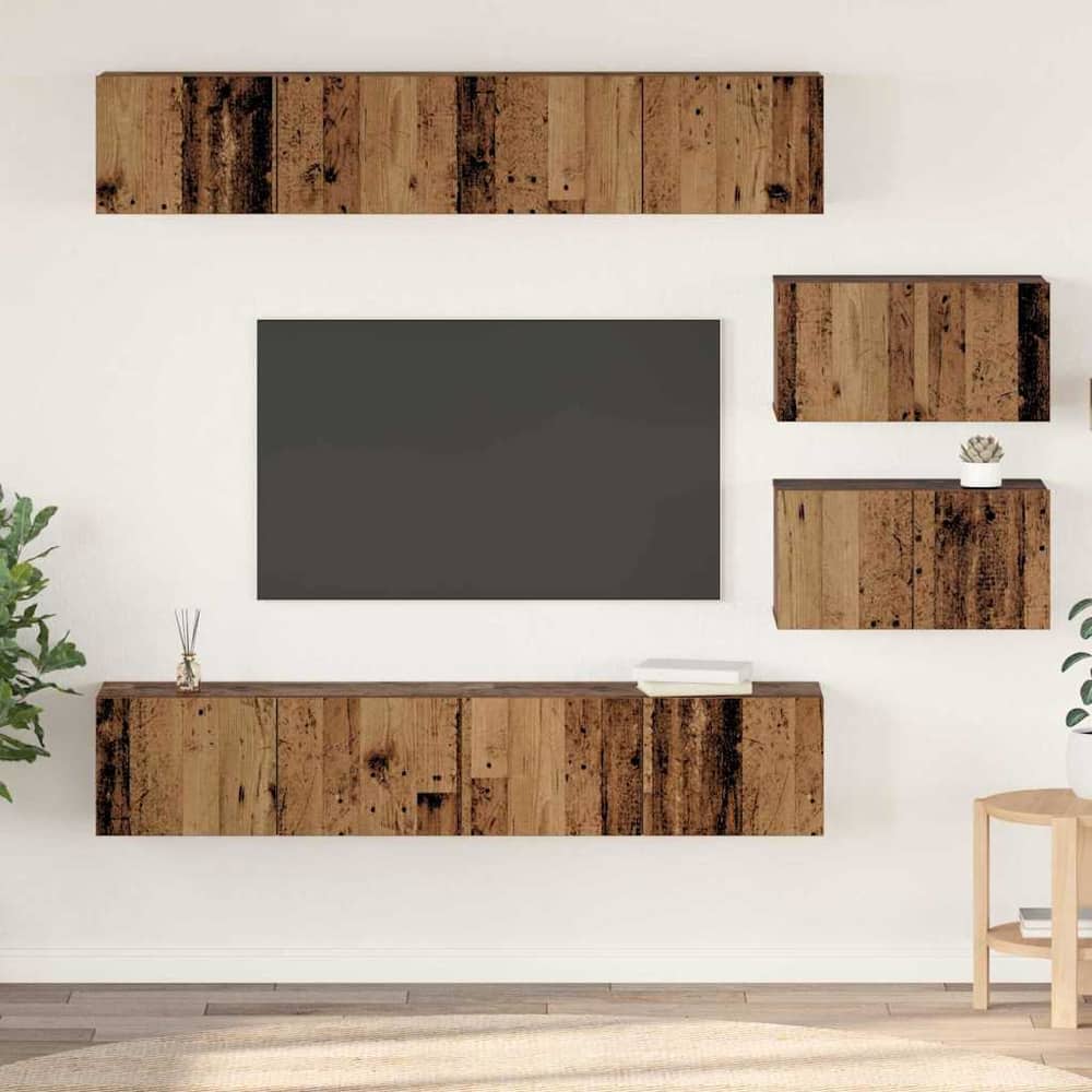 6 Piece TV Cabinet Set Engineered Wood Old wood 80 cm