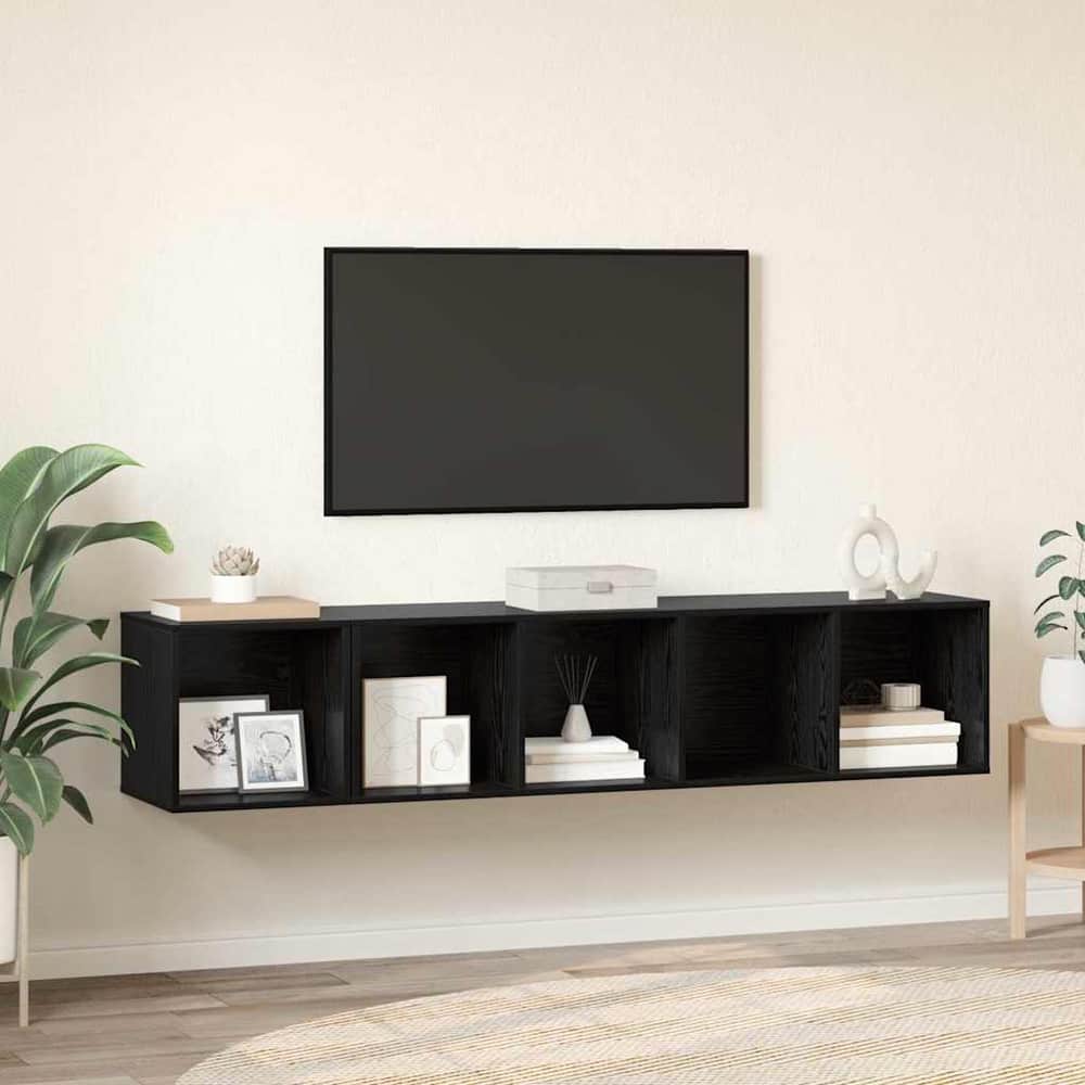 2 Piece TV Cabinet Set Engineered Wood Black oak