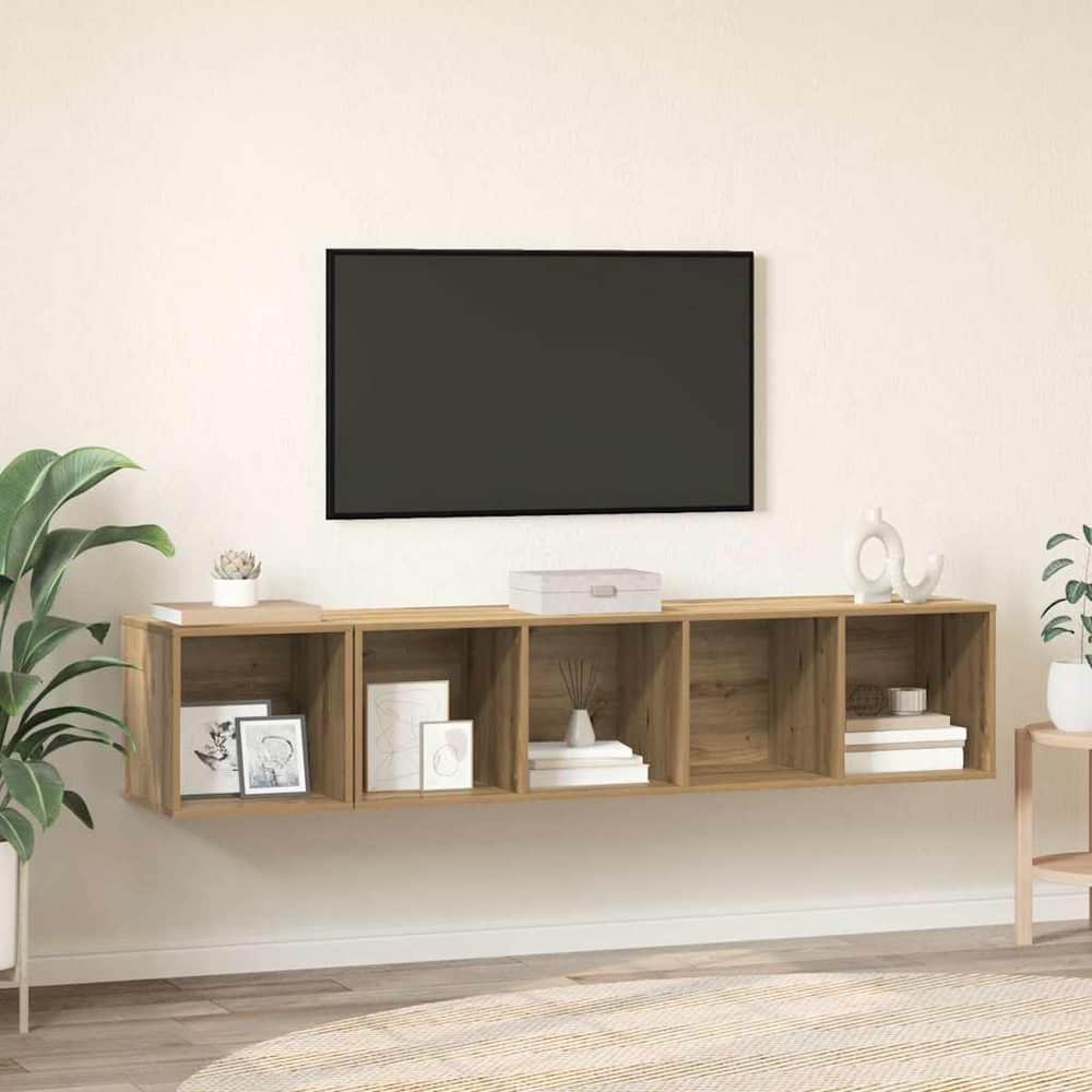 2 Piece TV Cabinet Set Engineered Wood Artisan oak