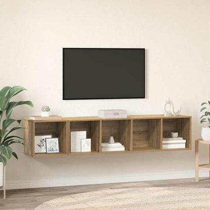 2 Piece TV Cabinet Set Engineered Wood Artisan oak