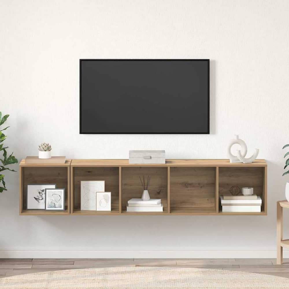 2 Piece TV Cabinet Set Engineered Wood Artisan oak
