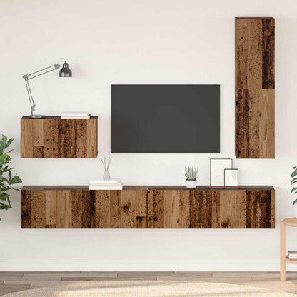 4 Piece TV Cabinet Set Engineered Wood Height 110 cm Old wood