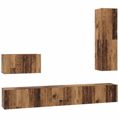 4 Piece TV Cabinet Set Engineered Wood Height 110 cm Old wood