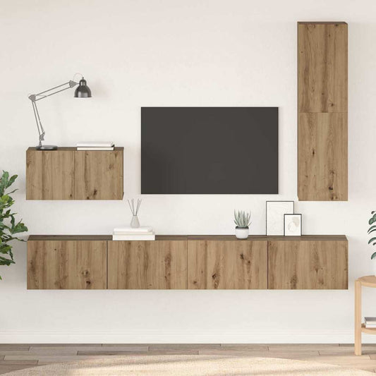 4 Piece TV Cabinet Set Engineered Wood Height 110 cm Artisan oak