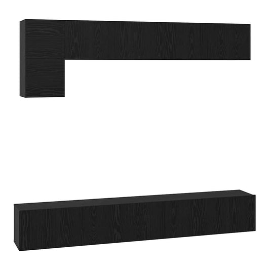 5 Piece TV Cabinet Set Engineered Wood Width 100 cm Black oak