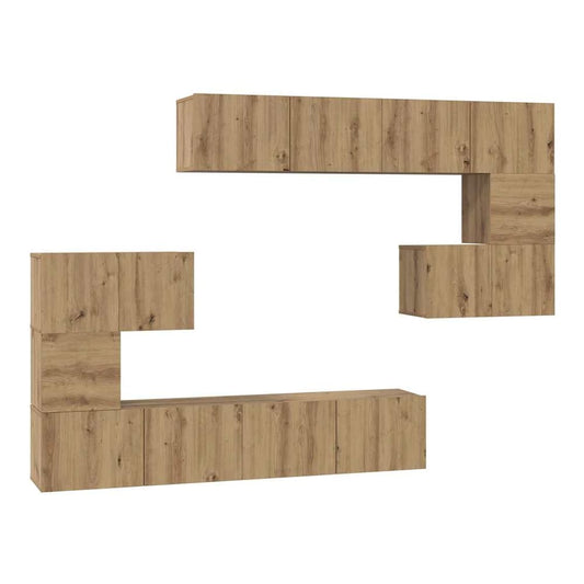 TV Cabinet Set Engineered Wood 8 pcs Width 80 cm Artisan oak