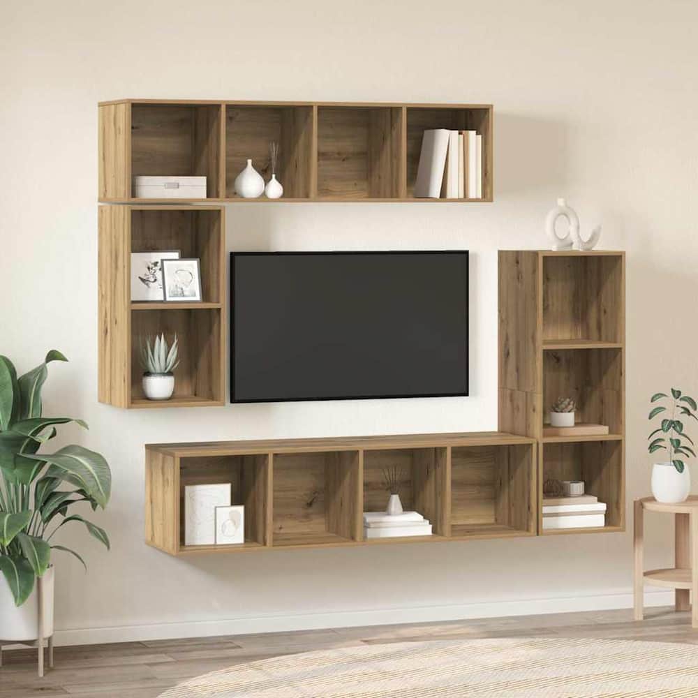 4 Piece TV Cabinet Set Engineered Wood Artisan oak