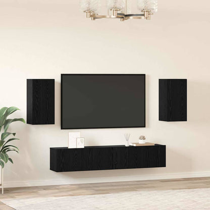 TV Cabinet Set Engineered Wood Width 80 cm Black oak 2