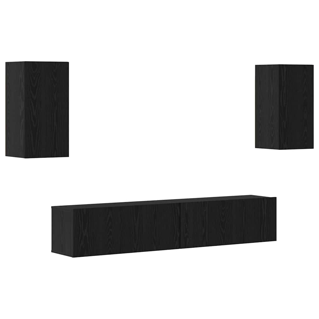 TV Cabinet Set Engineered Wood Width 80 cm Black oak 2