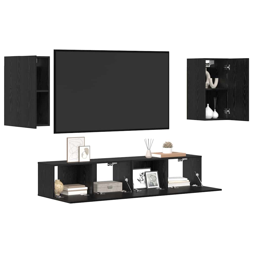 TV Cabinet Set Engineered Wood Width 80 cm Black oak 2