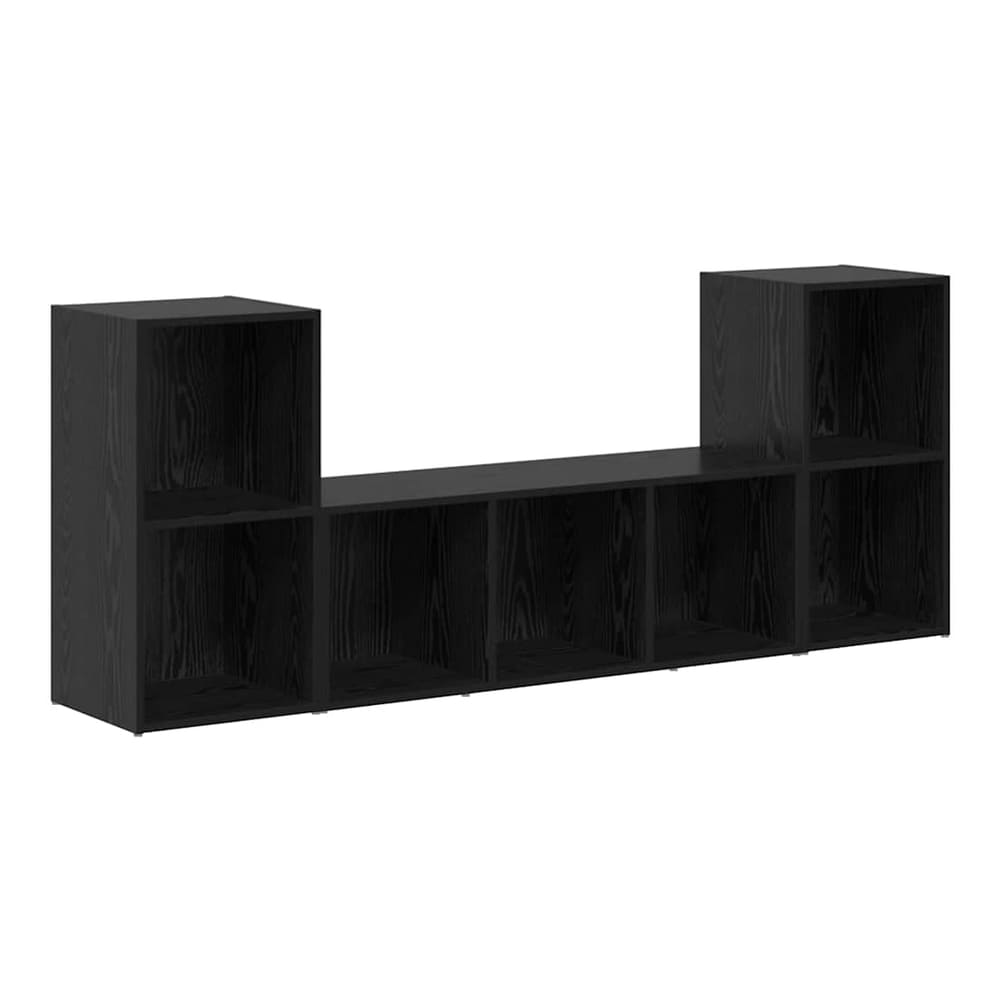 3 Piece TV Cabinet Set Engineered Wood Black oak
