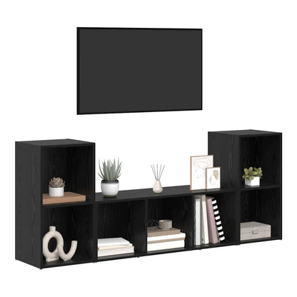 3 Piece TV Cabinet Set Engineered Wood Black oak