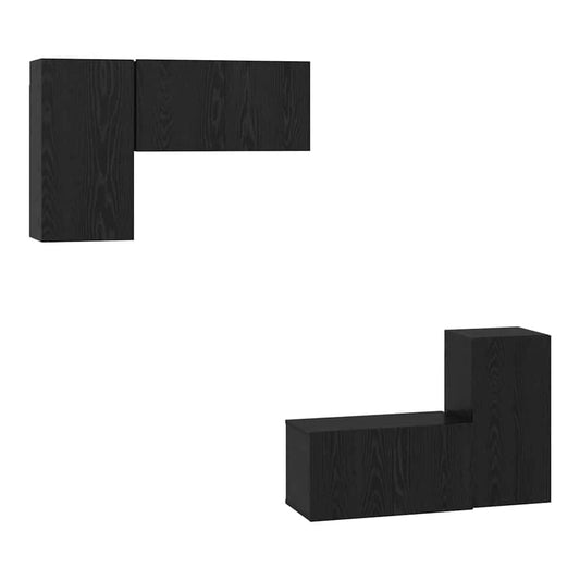 4 Piece TV Cabinet Set Engineered Wood Width 60 cm Black oak