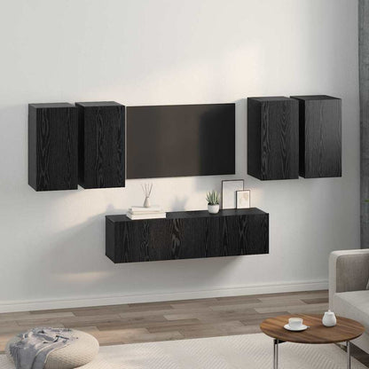 6 Piece TV Cabinet Set Engineered Wood Height 60 cm Black oak
