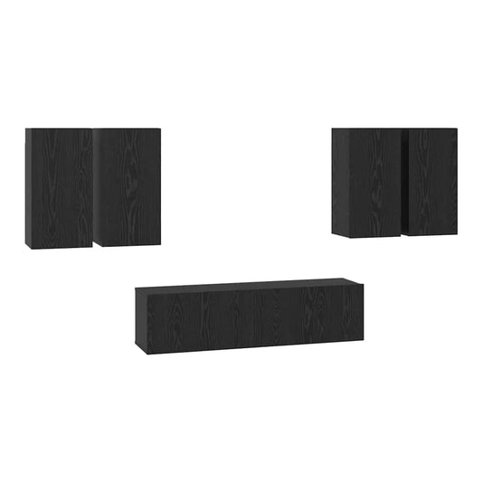 6 Piece TV Cabinet Set Engineered Wood Height 60 cm Black oak