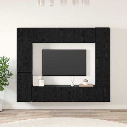 8 Piece TV Cabinet Set Engineered Wood Width 80 cm Black oak