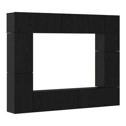 8 Piece TV Cabinet Set Engineered Wood Width 80 cm Black oak