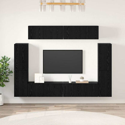 8 Piece TV Cabinet Set Engineered Wood Black oak 80 cm