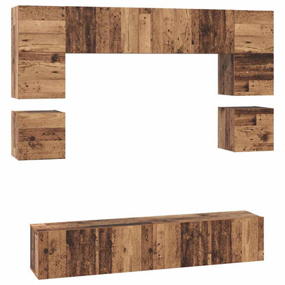 8 Piece TV Cabinet Set Engineered Wood Width 80 cm Old wood