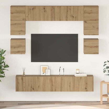 8 Piece TV Cabinet Set Engineered Wood Width 80 cm Artisan oak