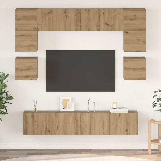 8 Piece TV Cabinet Set Engineered Wood Width 80 cm Artisan oak