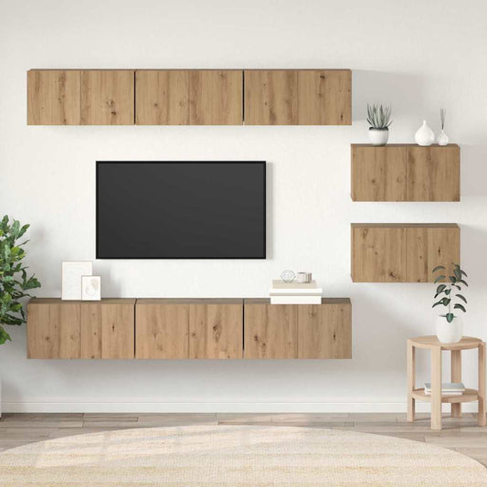 Wall-mounted TV Cabinet Set Engineered Wood 8 pcs Artisan oak