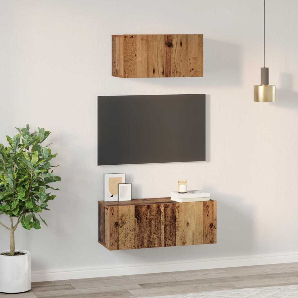 vidaXL TV Cabinet Set 2 pcs Old Wood Engineered Wood 4