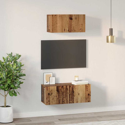vidaXL TV Cabinet Set 2 pcs Old Wood Engineered Wood 4